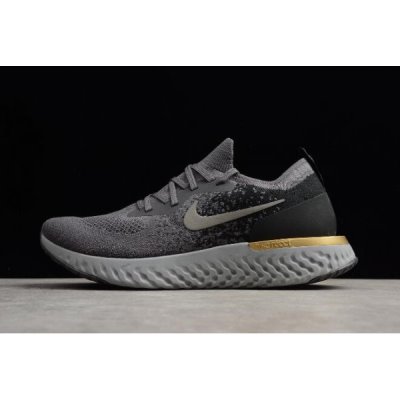 Nike Erkek Epic React Flyknit Gri / Siyah / Altın Koşu Ayakkabısı Türkiye - QD3TNH05